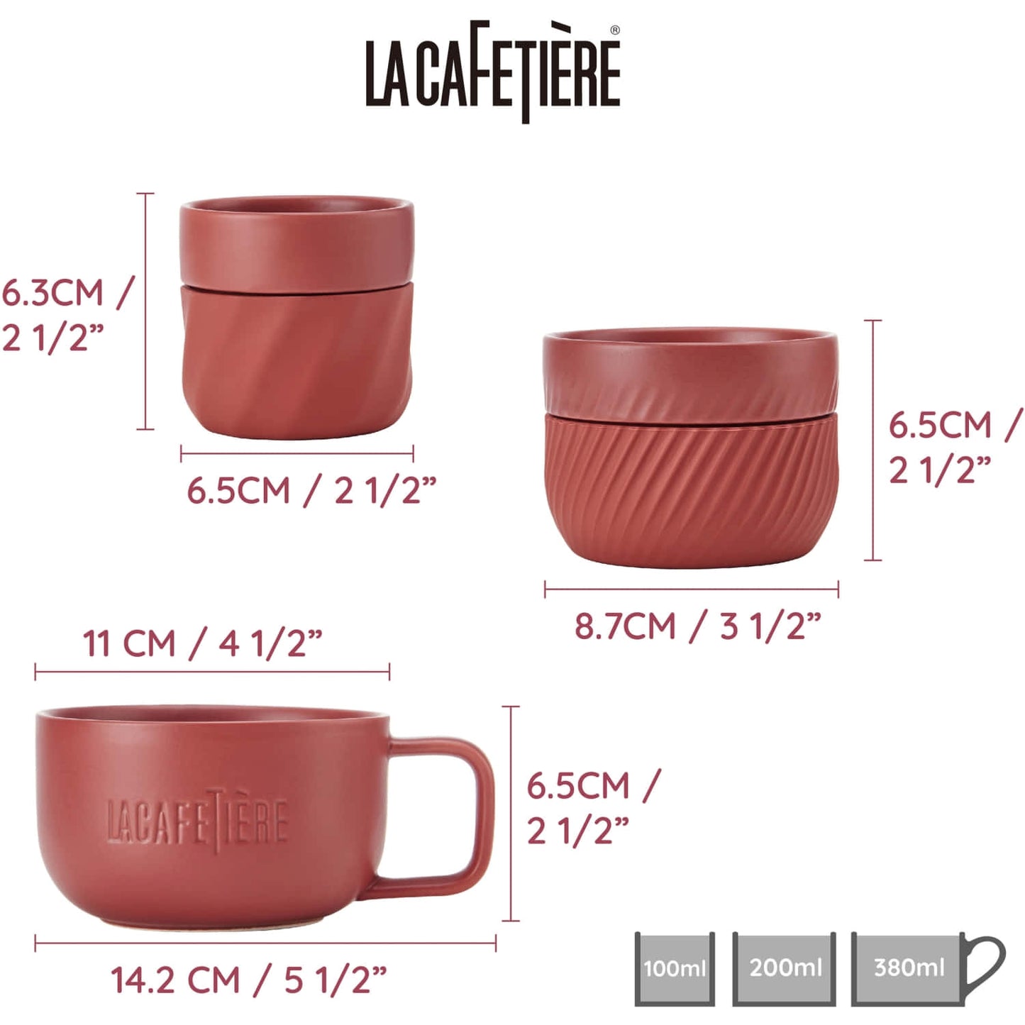 La Cafetière Red Coffee Mukit, 3 kpl - Lahjaksi.net